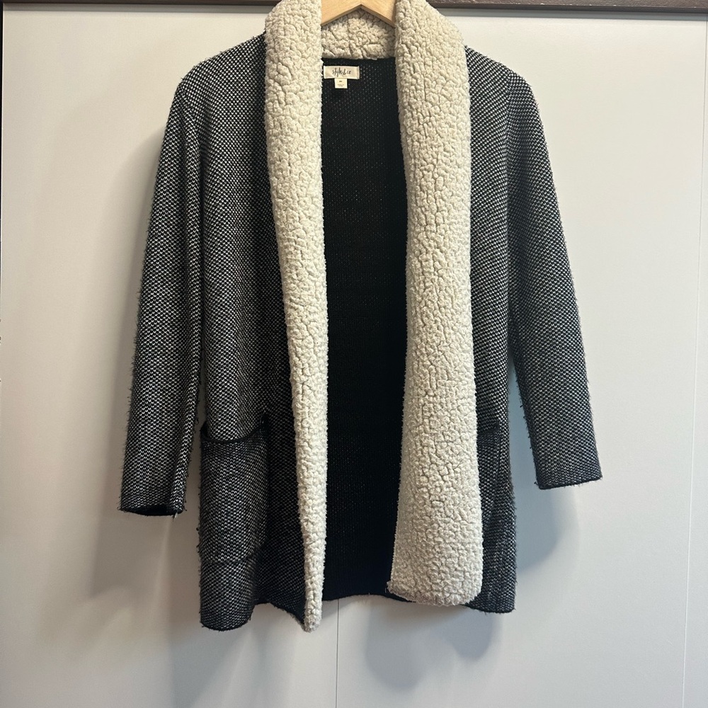 Style & Co. Black and Cream Sherpa Jacket